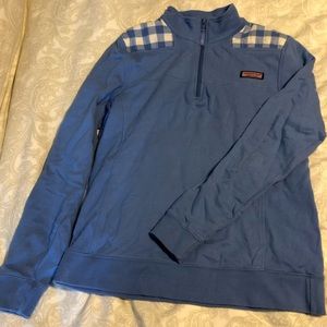 Gingham quarter zip